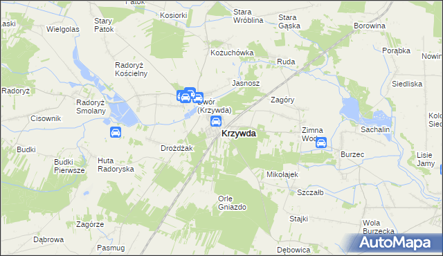 mapa Krzywda powiat łukowski, Krzywda powiat łukowski na mapie Targeo