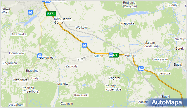 mapa Kupno gmina Kolbuszowa, Kupno gmina Kolbuszowa na mapie Targeo