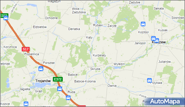 mapa Kurzelaty, Kurzelaty na mapie Targeo
