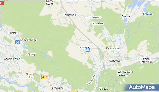 mapa Kurznie, Kurznie na mapie Targeo