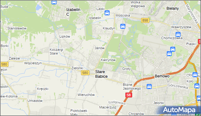 mapa Kwirynów gmina Stare Babice, Kwirynów gmina Stare Babice na mapie Targeo