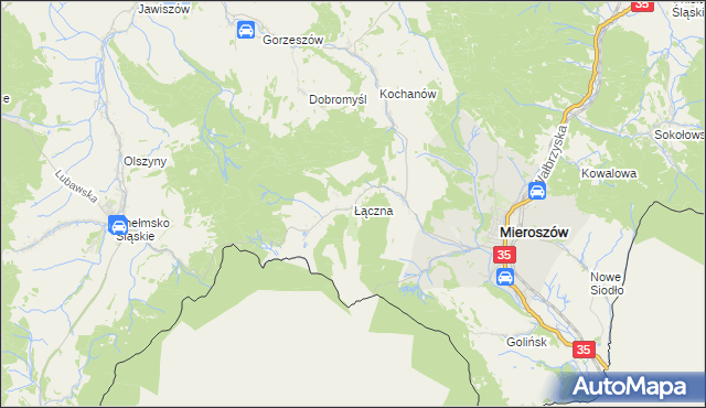 mapa Łączna gmina Mieroszów, Łączna gmina Mieroszów na mapie Targeo