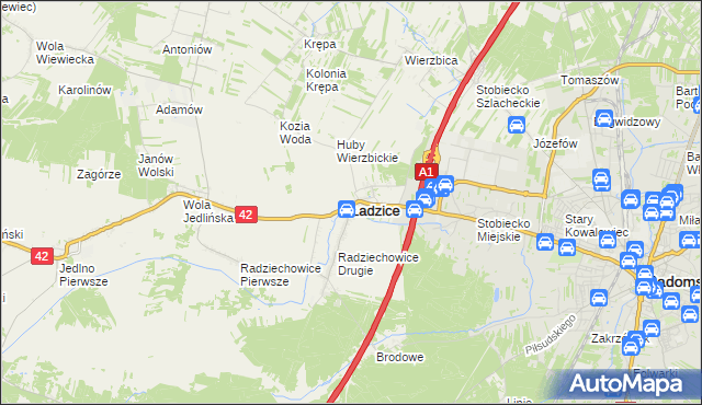 mapa Ładzice, Ładzice na mapie Targeo