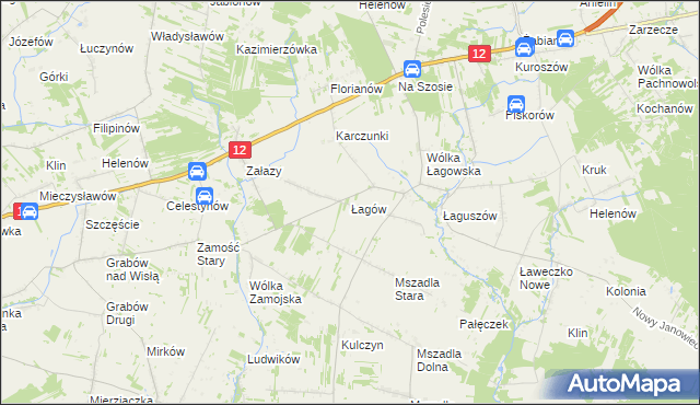 mapa Łagów gmina Przyłęk, Łagów gmina Przyłęk na mapie Targeo