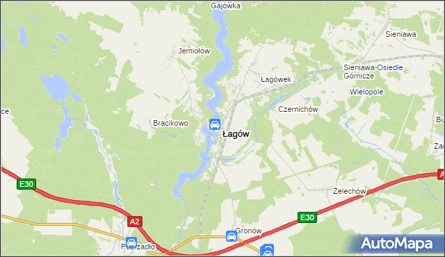 mapa Łagów powiat świebodziński, Łagów powiat świebodziński na mapie Targeo