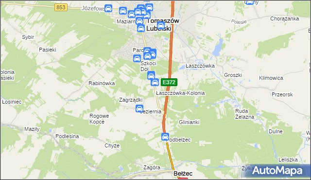 mapa Łaszczówka-Kolonia, Łaszczówka-Kolonia na mapie Targeo