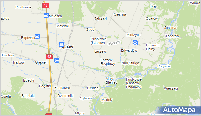 mapa Łaszew Rządowy, Łaszew Rządowy na mapie Targeo