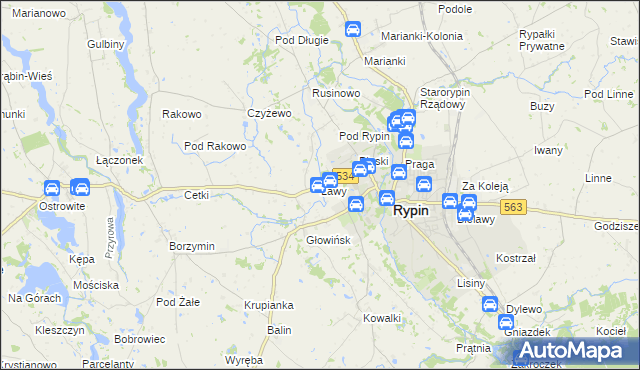 mapa Ławy gmina Rypin, Ławy gmina Rypin na mapie Targeo