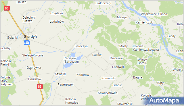 mapa Łazów gmina Sterdyń, Łazów gmina Sterdyń na mapie Targeo