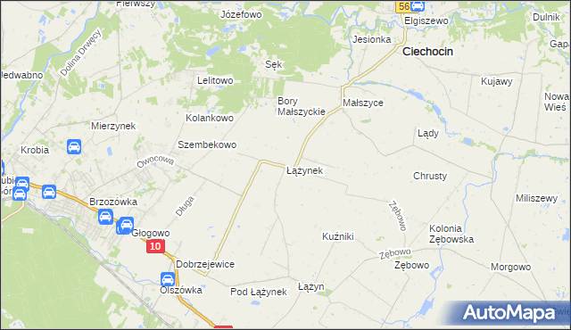 mapa Łążynek, Łążynek na mapie Targeo