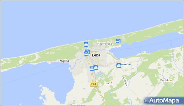 mapa Łeba, Łeba na mapie Targeo
