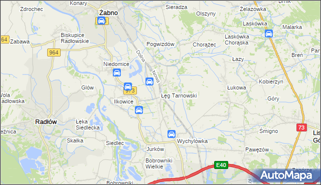 mapa Łęg Tarnowski, Łęg Tarnowski na mapie Targeo