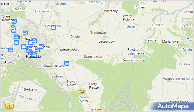 mapa Leosin gmina Koluszki, Leosin gmina Koluszki na mapie Targeo