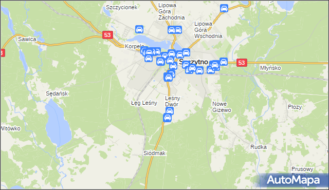 mapa Leśny Dwór gmina Szczytno, Leśny Dwór gmina Szczytno na mapie Targeo
