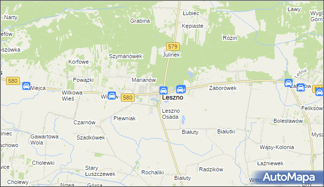 mapa Leszno powiat warszawski zachodni, Leszno powiat warszawski zachodni na mapie Targeo