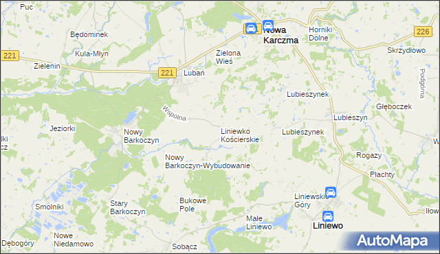 mapa Liniewko Kościerskie, Liniewko Kościerskie na mapie Targeo