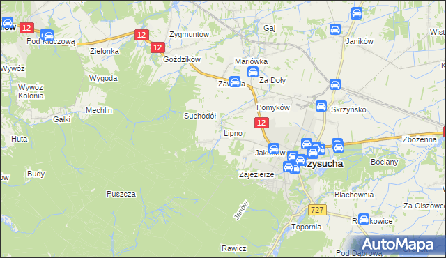 mapa Lipno gmina Przysucha, Lipno gmina Przysucha na mapie Targeo