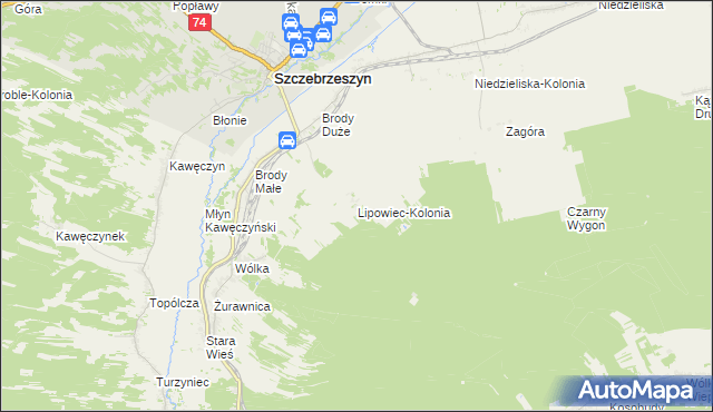 mapa Lipowiec-Kolonia, Lipowiec-Kolonia na mapie Targeo