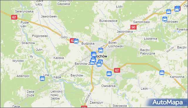 mapa Łochów powiat węgrowski, Łochów powiat węgrowski na mapie Targeo