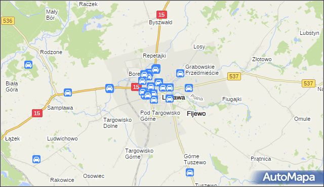 mapa Lubawa, Lubawa na mapie Targeo