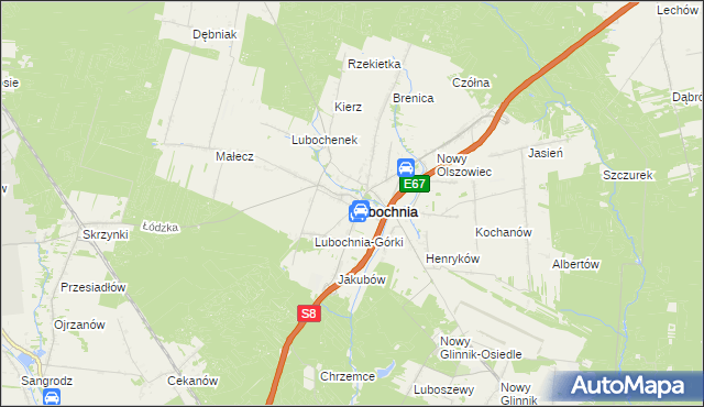 mapa Lubochnia powiat tomaszowski, Lubochnia powiat tomaszowski na mapie Targeo