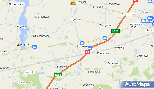 mapa Łubowo powiat gnieźnieński, Łubowo powiat gnieźnieński na mapie Targeo