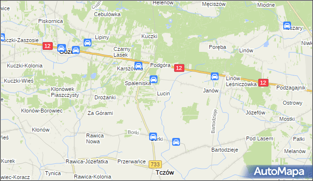 mapa Lucin gmina Tczów, Lucin gmina Tczów na mapie Targeo