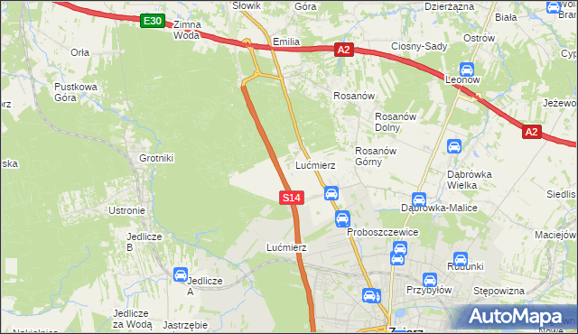 mapa Lućmierz-Las, Lućmierz-Las na mapie Targeo