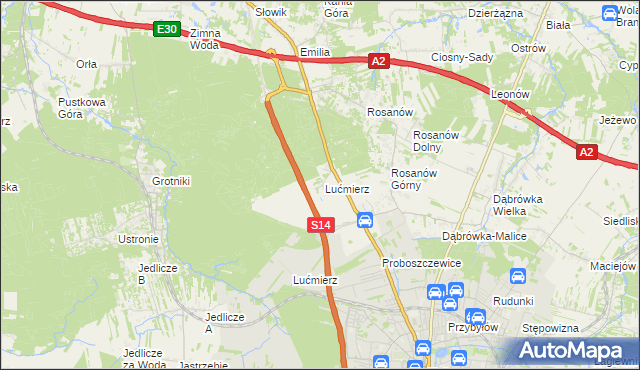 mapa Lućmierz-Ośrodek, Lućmierz-Ośrodek na mapie Targeo