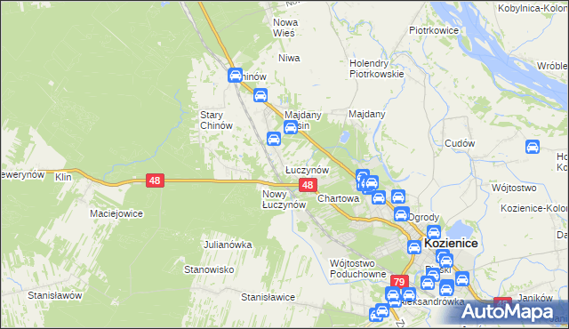 mapa Łuczynów gmina Kozienice, Łuczynów gmina Kozienice na mapie Targeo