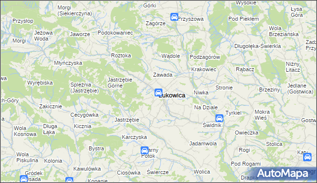 mapa Łukowica, Łukowica na mapie Targeo