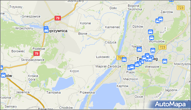 mapa Łukowiec gmina Koprzywnica, Łukowiec gmina Koprzywnica na mapie Targeo