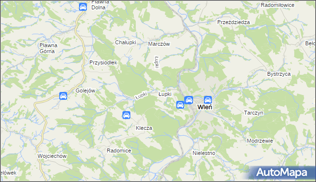 mapa Łupki gmina Wleń, Łupki gmina Wleń na mapie Targeo