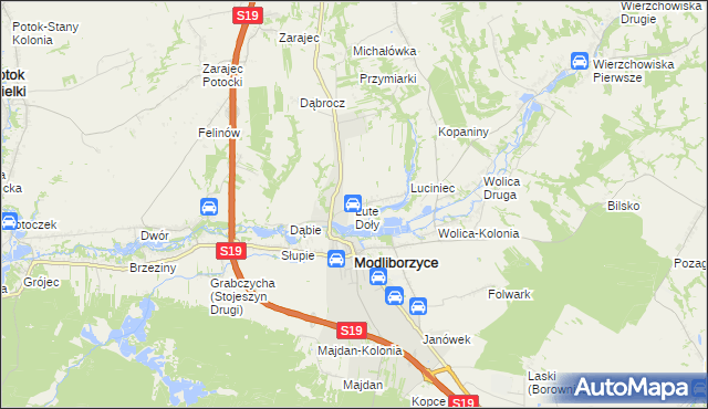 mapa Lute Doły, Lute Doły na mapie Targeo