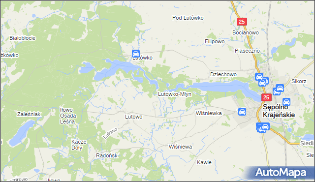 mapa Lutówko-Młyn, Lutówko-Młyn na mapie Targeo
