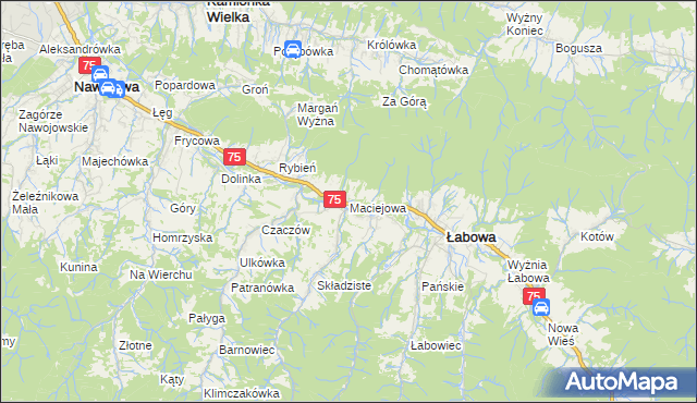 mapa Maciejowa, Maciejowa na mapie Targeo