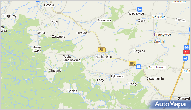 mapa Maćkowice, Maćkowice na mapie Targeo
