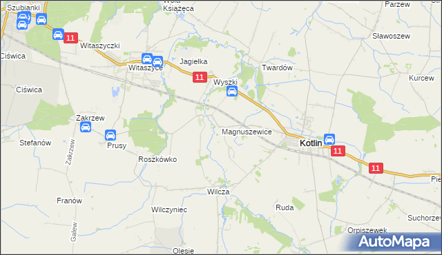 mapa Magnuszewice, Magnuszewice na mapie Targeo