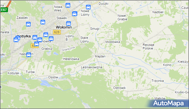 mapa Majdan gmina Wołomin, Majdan gmina Wołomin na mapie Targeo