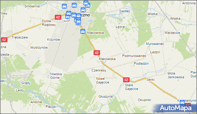 mapa Makowiska gmina Pajęczno, Makowiska gmina Pajęczno na mapie Targeo