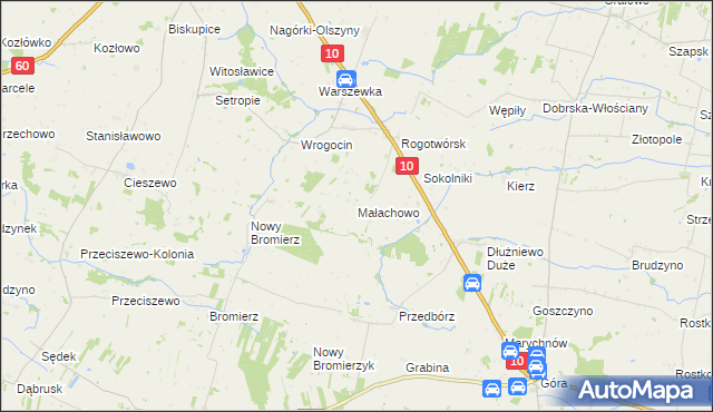 mapa Małachowo gmina Drobin, Małachowo gmina Drobin na mapie Targeo