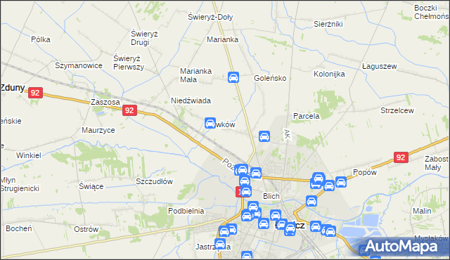 mapa Małszyce gmina Łowicz, Małszyce gmina Łowicz na mapie Targeo