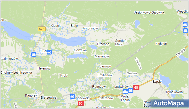 mapa Marianów gmina Gostynin, Marianów gmina Gostynin na mapie Targeo