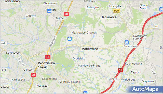 mapa Marklowice, Marklowice na mapie Targeo