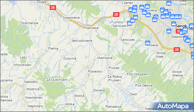 mapa Markowce, Markowce na mapie Targeo
