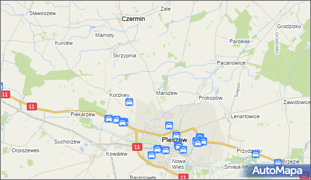 mapa Marszew gmina Pleszew, Marszew gmina Pleszew na mapie Targeo