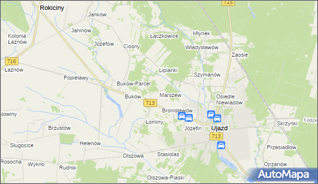 mapa Marszew gmina Ujazd, Marszew gmina Ujazd na mapie Targeo
