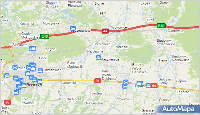 mapa Maszkienice, Maszkienice na mapie Targeo