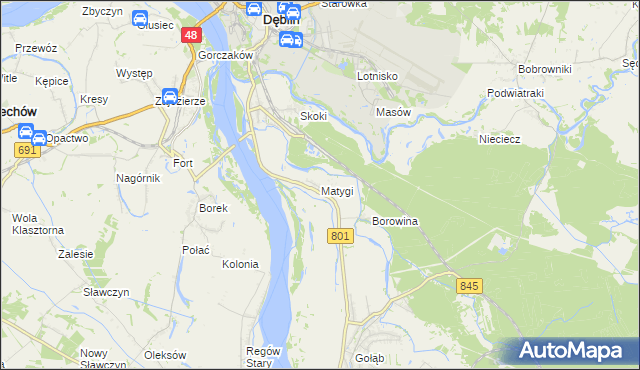 mapa Matygi, Matygi na mapie Targeo