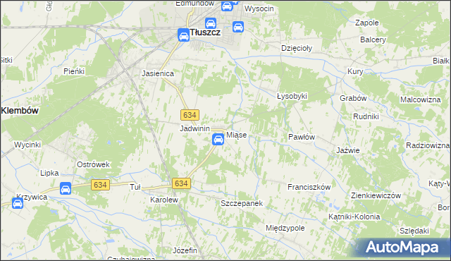 mapa Miąse, Miąse na mapie Targeo